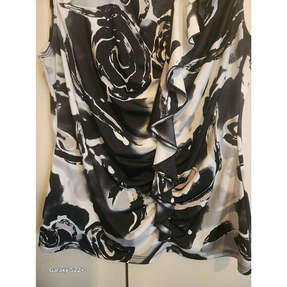 F16 Milano tank blouse with ruching and ruffle down the front - Picture 3 of 7